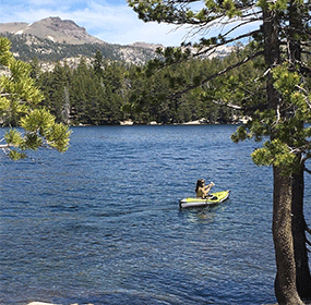 photo of shari kayaking silver lake near kirkwood california