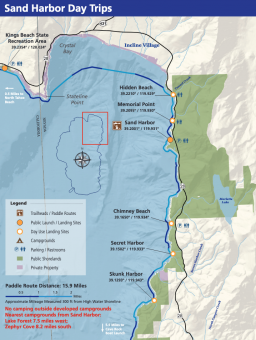 map of tahoe water trail in sand harbor area