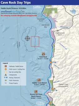 map of tahoe water trail near cave rock and east shore